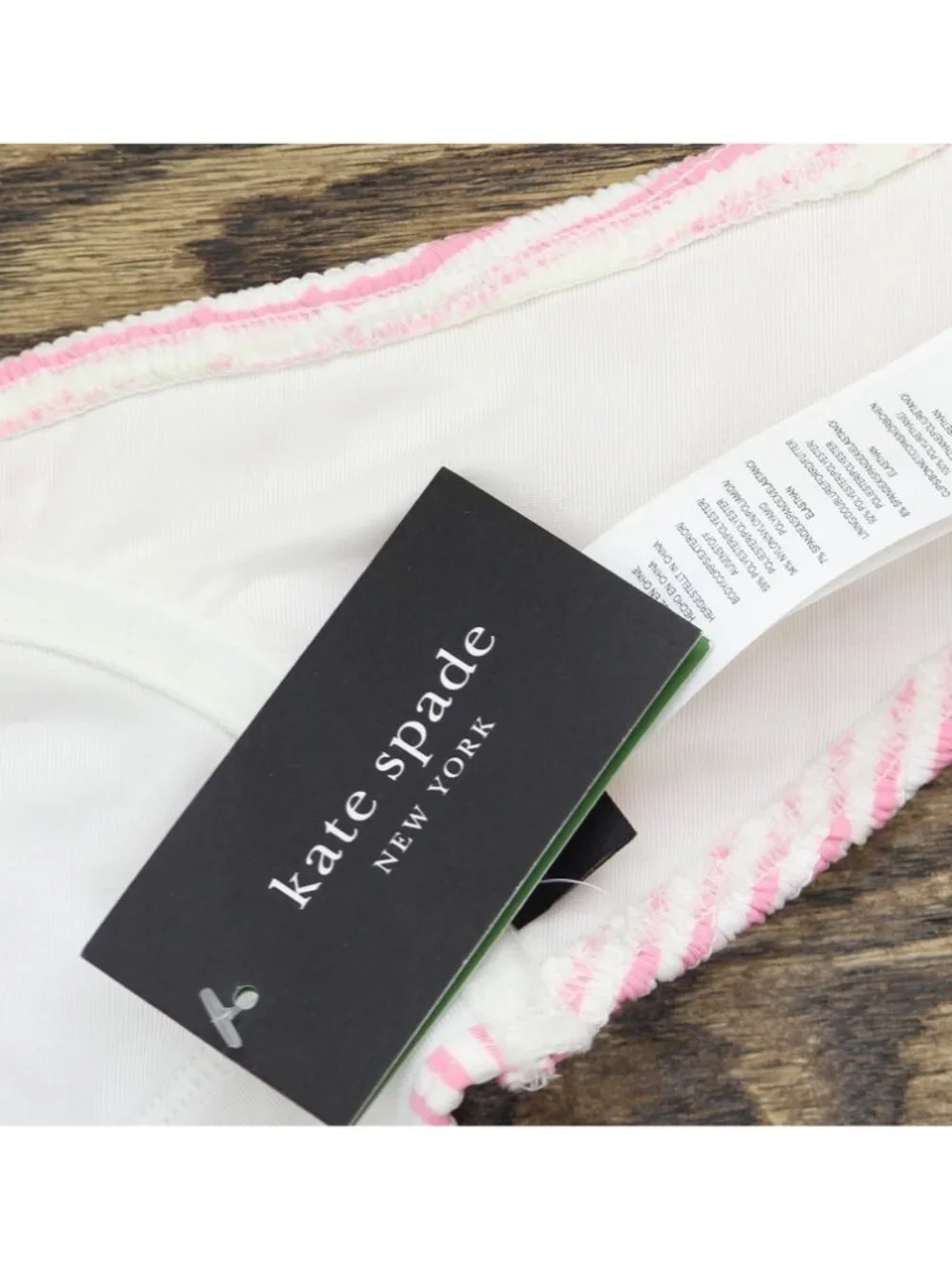 NWT Kate Spade Womens Striped Smocked Bikini Swim Top Pink Multi XL